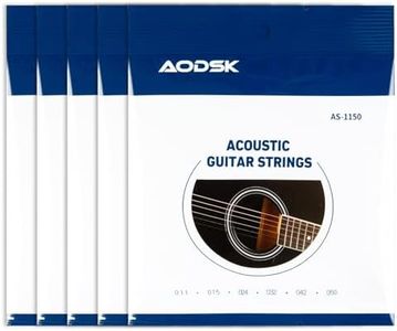 AODSK Guitar Strings,Light Acoustic Strings Phosphor Bronze Coating Acoustic Guitar Strings,5 Sets of 6 Hex Steel String(.011-.050)