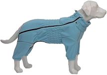 Warm Dog Coat, Windproof Dog Jacket for Small Medium Large Dogs, 4 Legged Fleece Dog Winter Coat Zippered Closure Dog Outdoor Jacket Turquoise M