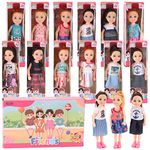 12 Pack: Little Girls Party Favors Dolls - 5" Small Toddler Doll Toys Kids Miniature Figures Friends Bulk Bundle Play Set