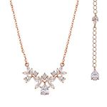 SWEETV Rose Gold Cubic Zirconia Wedding Bridal Backdrop Necklace for Brides, Crystal Dainty Back Necklace, Body Chain Jewelry for Women Prom