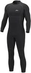 Hevto Men Wetsuits 3/2mm Neoprene Back Zip Fullsuit Wet Suit Keep Warm for Surfing Swimming SUP Snorkeling Diving (M2F-Black, MT)