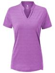 Rdruko Women's Quick Dry Running Shirts Short Sleeve Golf Polo Casual Shirts(Plum Purple, CA L)