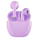 WATCHEM Wireless Earbuds TWS Earphones, 5.0 Bluetooth in-ear headphones, IPX5 Waterproof, TWS Bluetooth Earphones, Fast Charging Case, AI supported (Purple)