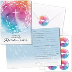 Set of 15 Communion Cards – Folding Cards in DIN A6 with 15 Envelopes and 18 Matching Stickers – Invitation Card and First Communion – dv_1167