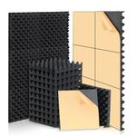 AUSLET 24 Pack Sound Proof Panels Self-Adhesive Egg Crate Foam 12" X 12" X 2" Acoustic Foam Panels High Density Soundproofing Foam Wall Panels for Recording Studio Home Office