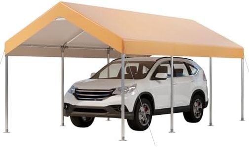 GarveeLife 12x20FT Heavy Duty Carport Car Canopy, Portable Garage, Easy to Assemble, Stable Carport for Car, Bike, Boat, Party (Yellow)