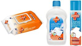 Savlon Germ Protection Multipurpose Thick & Soft Wet Wipes - 72 Wipes Multi Purpose & Clothes Disinfectant and Refreshing Spray 230 ml & Laundry Disinfectant & Refreshing Liquid 500ml