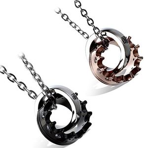 Cupimatch Crown Couple Necklace Set: Stainless Steel Pendant Necklace Matching Necklace for Couples Friendship Necklace Relationship Necklace Couples Jewelry Gift