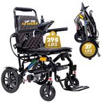 Glide Care G-5 Lightweight Foldable Electric Wheelchair for Adults, Motorized Power Wheelchair 13 Miles Travel Range, Airline Approved, Compact Folding Design for Travel and Outdoor Use, Black Frame