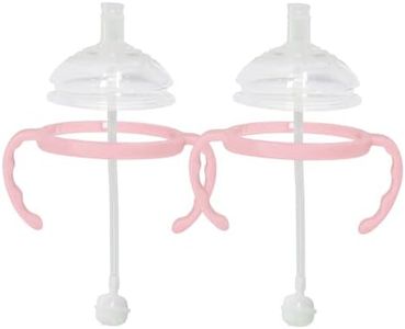Straw Transition Cup Kit for Comotomo Baby Bottles | Conversion Kit Fits 5 Ounce and 8 Ounce Bottles | Soft, Silicone Straw Top Bottle Nipple & Weighted Straw to Help Baby Transition | 2 Pack (Pink)