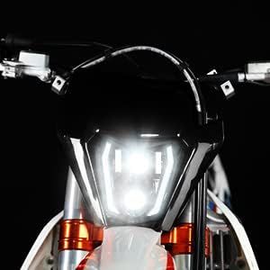 CHANGCHENG Dirt Bike Headlight LED With Turn Signals Universal Headlight Kit Light for Enduro Dirt Bike Motocross Supermoto ATV-Black