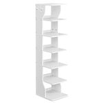 VASAGLE Wood Shoe Rack, 6-Tier Slim Shoe Storage Rack, Space-Saving, for Entryway, Corner, Closet, White ULBS200T14