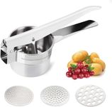 we3 Potato Ricer Masher Heavy Duty Food Presser for Potatoes Purple Potato Pumpkin Lemon Fruit Juice with 3 Pieces Replaceable Ricing Discs for Coarse & Fine Ricing