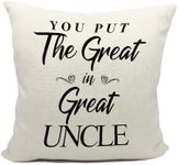 Mancheng-zi Great Uncle Gifts Pillow Covers 18x18, Best Great Uncle Gifts, Great Uncle Gifts from Niece, Christmas Birthday Gifts for Great Uncle, You Put The Great in Great Uncle Pillow Covers