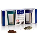 Finum Brewing Filter Basket 2-Piece Set with Lid and Drip Tray, Small, Blue/Green