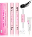 Path to Love Lash Cluster Glue Set - 150H Strong Hold Bond & Seal Eyelash Glue,Waterproof Adhesive 2x5ml+5ml + 1x0.24oz Lash Glue for DIY Cluster Lashes, Home Use, Beginners & Pros (Black, 3-Pack)