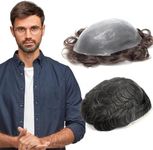 gexworldwide GEX Toupee For Men Human 0.04mm Ultra Thin Skin V-loop 8x10 Inches Hair HairPiece Natural Black with 20% Grey Light Density Wig Replacement Systems(#1B20)