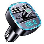 Mohard Bluetooth Car Adapter, Bluetooth FM Transmitter for Car MP3 Player FM Transmitter, Hands-Free Calling, Dual USB Ports (5V/2.4A & 1A), LED Screen, Support TF Card & USB Flash Drive