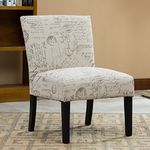 Roundhill Botticelli English Letter Print Fabric Armless Contemporary Accent Chair, Single