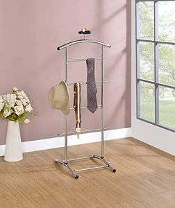 Kings Brand Furniture - Lebedev Metal Suit Valet Stand, Clothes Rack, Chrome