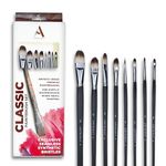 Artright Artists' Filbert Brush Set of 8 – Professional Paint Brushes with Black Wooden Handle, Sizes 0-12 – Perfect for Acrylic, Oil & Watercolor Painting, Smooth Strokes & Precision