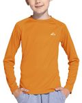 Willit Boy's UPF 50+ Sun Protection Shirt Long Sleeve Rash Guard Swim Shirts Youth SPF Fishing Quick Dry Shirt Orange M