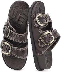 COFACE Womens Sandals 2026 Buckles Arch Support Summer Beach Vacations Essentials Comfort Trendy Dressy Fashion Casual Cute Classy Cloud Slides Brown Size 8