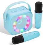 Verkstar Karaoke Machine for Kids, Mini Portable Bluetooth Karaoke Speaker with 2 Wireless Mics and Colorful Lights for Kids Adults, Gifts Toys for Girls Boys Family Home Party