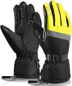 MCTi Ski Gloves,Winter Waterproof Snowboard Snow 3M Thinsulate Warm Touchscreen Cold Weather Women Gloves Wrist Leashes Yellow Medium