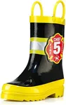 Puddle Play Rubber Rainboots 100% Waterproof - Easy-on Handles Yellow Fire Chief Size 11 Little Kid