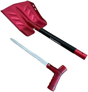 SnowBigDeal Emergency Snow Shovel with Saw - Converts from Dig to Chop/Hoe Mode Portable for Snowmobiles, Skiing, Backcountry, Avalanche Rescue Winter Survival Gear Car, Camping T6 Aluminum, Red