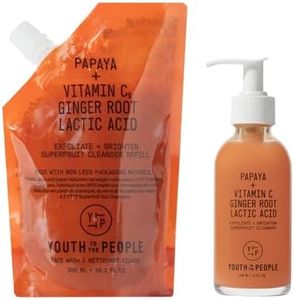 Youth To The People Superfruit Cleanser Refill Bundle Set - Papaya + Vitamin C Gentle Exfoliating Face Wash (5oz) + (10.1oz Refill Pouch) - Skin Renewal with AHA + BHA, Evens Skin Tone & Texture