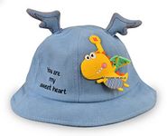 PRIME DEALS Cotton Cap for Boys & Girls with Antler, Fits for 1-4 Years Kids, 50 cm Inner Circumference (Blue)