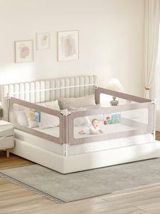 VBABY 3-Piece Bed Rails for Queen Bed, Sturdy Baby Bed Rail Guard for Toddler, Adjustable Height Queen Bed Rails with Headboard Rod, Grey, 59 x 78.7 x 78.7 in