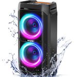 W-KING 240W Peak Bluetooth Speaker, 115dB Loud, Massive Bass, Party Outdoor Haut Parleur Bluetooth, IPX6 Waterproof,Portable Speakers Wireless Boombox, Echo,V5.3, RGB Lights, 24H, MIC&Guitar in,TF,AUX