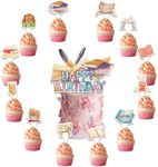 25 Pcs Books Cake Topper Cupcake Toppers Reading Books Cake Decorations for Books Party Decorations Book Club Birthday Party Supplies Library Decorations