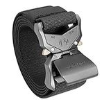 JUKMO Tactical Belt, Military Hiking Rigger 1.5 inches Nylon Web Work Belt with Heavy Duty Quick Release Buckle (Black, Medium)