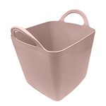 Heavy Duty Plastic Flexi Tub Home Garden Flexible Storage Bucket Laundry Toys Kitchen Bucket, Rubble Container, 2-Handled Recycled Tub (9L - Pink Flexi Tub Square)