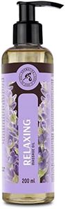 Aceite para Masajes Relajantes 200ml - Aceite de Lavanda 100% Natural - Cosméticos Naturales para Alivio del Estrés - Sueño Reparador - para el Cuidado de la Piel - Aromaterapia