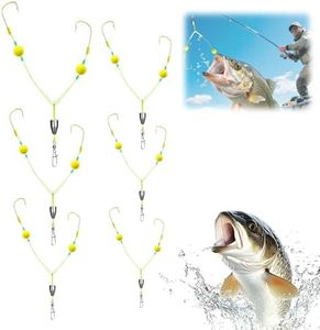 Double-Hook Reverse Bottom Rig for Surf Fishing Saltwater Floats Mono Line and Double-Hook Reverse Bottom Rig, Free Floating with Double Circle Hooks Surf Fishing Tackle (B, MIX-6PCS)