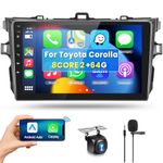 8 CORE 2G+64G Car Radio for Toyota Corolla 2009-2013 with Wireless CarPlay/Android Auto, Podofo 9” 1280 * 720P IPS Touch Screen Stereo Android 13 GPS WiFi Bluetooth DSP SWC + HD Backup Camera