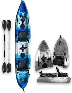 Brooklyn 13.0 Tandem 3-Piece Modular Kayak by BKC, 2-Person Sit-on-Top kayak, Dual Flipper Drives, Rudder Steering, Rod Holders, Ample Dry Storage
