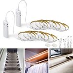 Rechargeable Motion Sensor Light, WOBANE LED Cabinet Lighting,Closet Lights, Battery Operated Motion Sensor LED Strip Light for Wardrobe,Stair,Pantry,Under Counter,Cupboard, Daylight,2 Pack