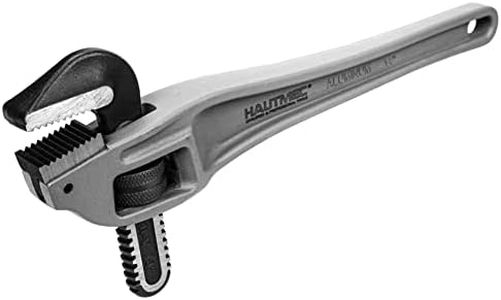 HAUTMEC 14 Inch Aluminum Offset Pipe Wrench, Heavy Duty Adjustable Plumbing Wrench, 2" Jaw Capacity, 40% Lighter Drop Forged Construction, for Use in Tight Spaces HT0189