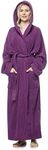 Arus Women's Bathrobe with Hood, Calf Length or Ankle Length, 100% Cotton (380 g/m²) Terry Towelling Oeko-Tex® Certified, plum, X-Large-XX-Large