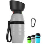 pecute Dog Water Bottle 650ml, Portable Puppy Drinking Bottles Leak Proof Pet Travel Bottle, Lightweight Water Dispenser Bowl for Outdoor Walks Trips Hikes Travels(Grey)