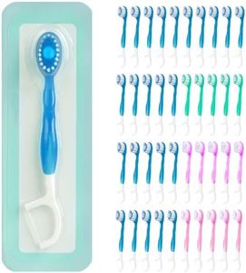 Disposable Mini Travel Toothbrushes, 5-in-1 Pre-Pasted Mini-Brush+Floss+Pick+Tongue Scraper, Prepasted On The Go Toothbrush for Travel, Portable Toothbrush with Freshening Bead, Coolmint, 40 Count