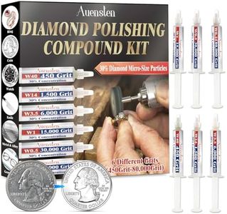 Diamond Polishing Compound Kit, 6 Grits 450 to 80,000 Glass Polishing Compound, 30% Diamond Micro-Size Particles Glass Polishing Kit, Resin Polishing Kit for Jewelry, Watches, Marble, Coins