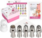 Wenburg Extra Large Piping Nozzle Set - 24 pcs Piping Tips Set with 10 X-Large Icing Nozzles for Cake Decorating | Piping Bags and Nozzles Set (Set Extra)