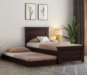 Ferrovilla Nrox Trundle Single Sheesham Wood Bed for Bedroom | Sheesham Wood Bed | Solid Wood Bed | Trundle Bed | Bed Without Storage| Single Size Bed | Bedroom Furniture | 2 Years Warranty